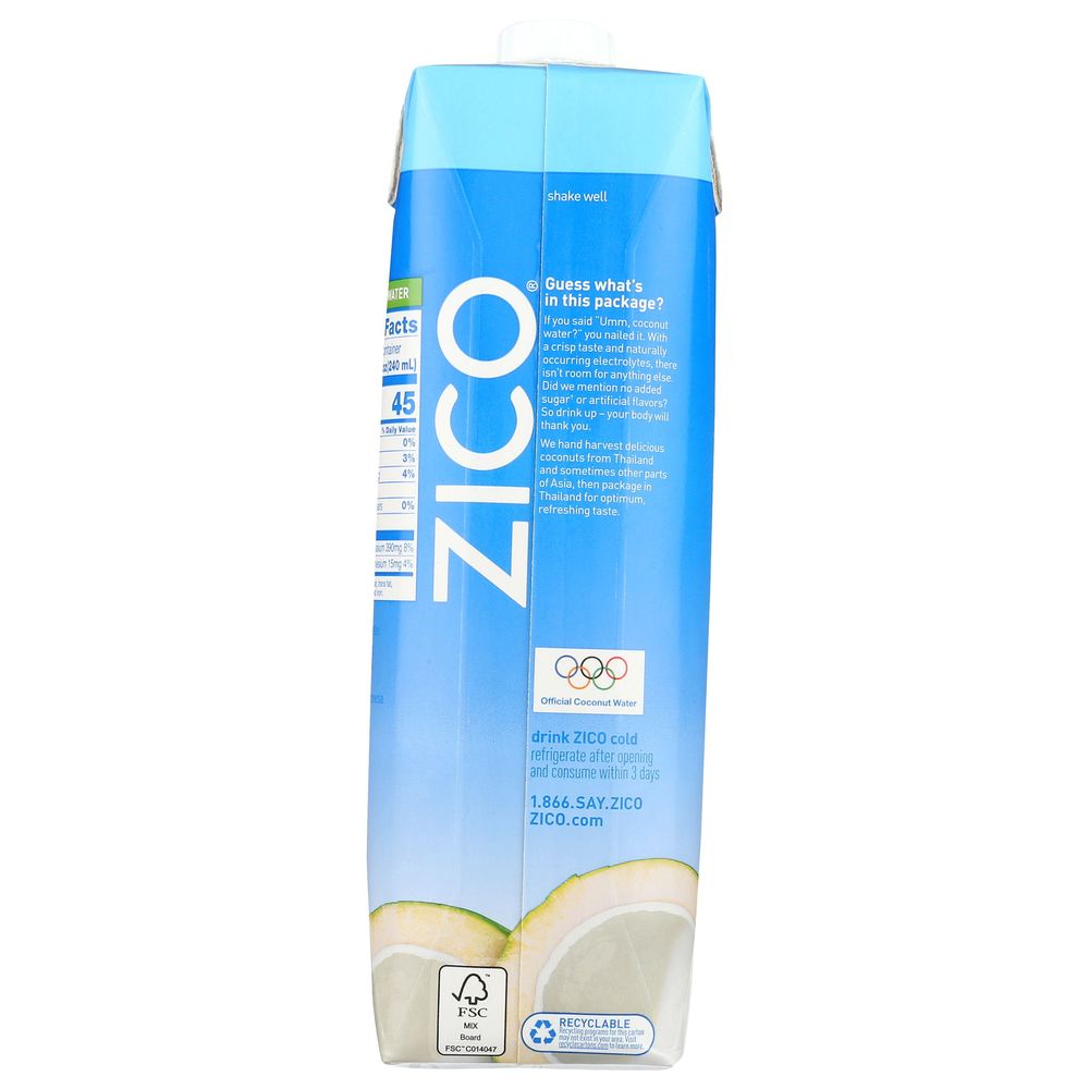 ジーコ Zico Natural Coconut Water, 33.8 Fluid Ounce -- 12 per case