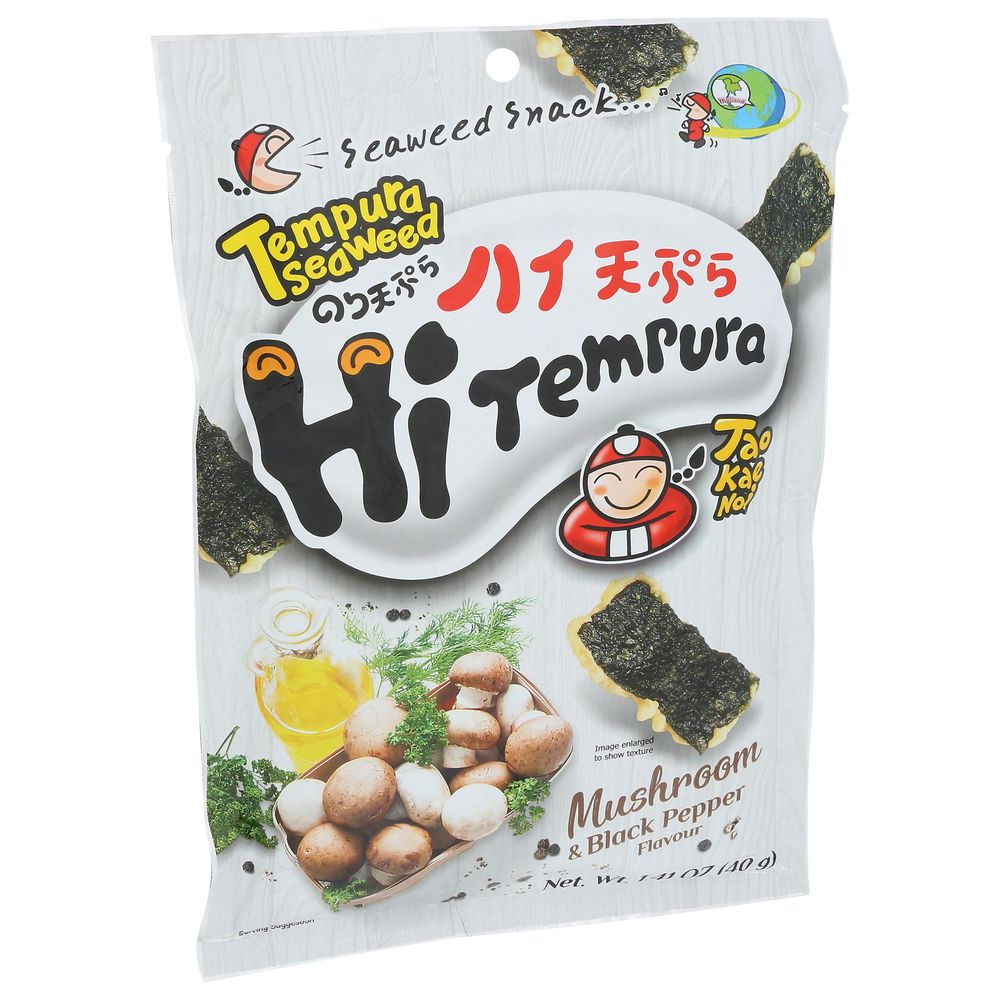 Taokaenoi Tempura Mushroom And Black Pepper Seaweed Snacks, 1.4 Ounce -- 12 Per Case