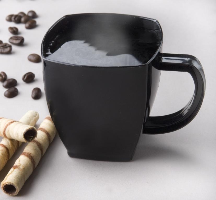 Yoshi Ware Emi Squares Black Coffee Mug, 8 Ounce, 8 Count -- 12 Per Case