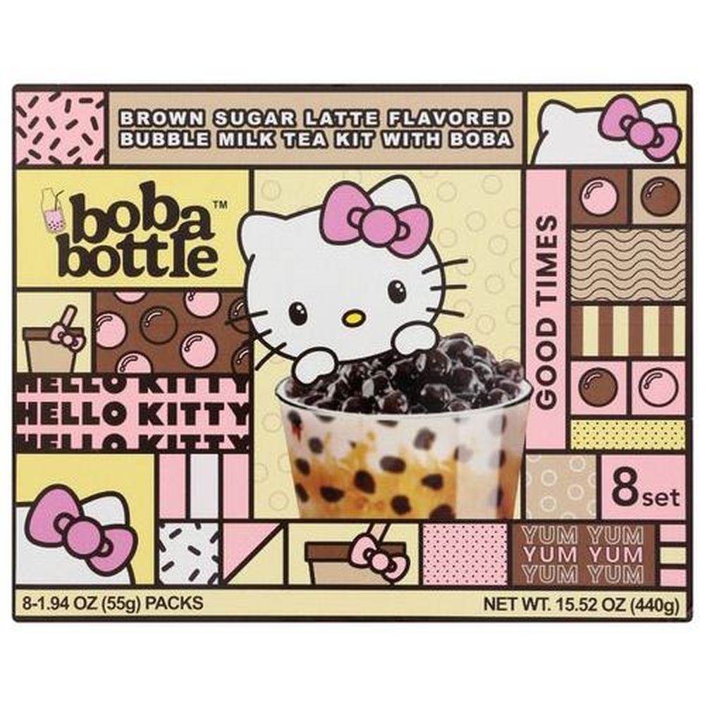 A-sha Hello Kitty Brown Sugar Latte Flavoured Bubble Milk Tea Kit With Boba, 15.52 Ounce -- 6 Per Case