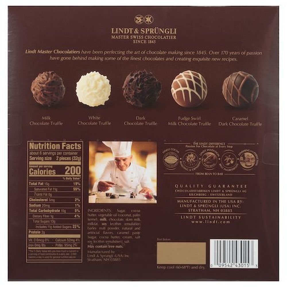 Lindt & Sprungli Gourmet Chocolate Truffles, Gift Box, 6.8 Ounce -- 7 Per Case