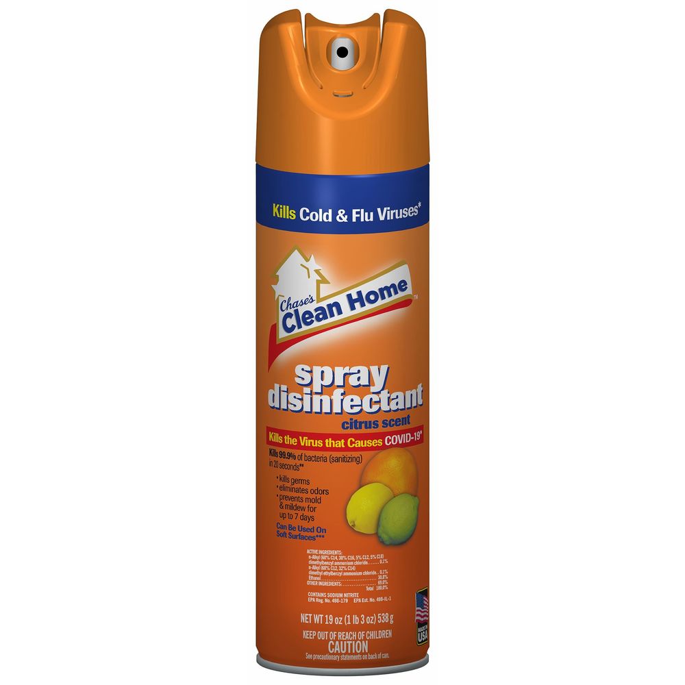 Chase's Clean Home Citrus Scent Disinfectant Spray, 19 Ounce -- 12 Per Case