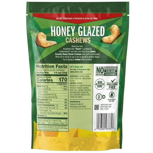 Emerald Honey Glazed Cashews, 5 Ounce -- 6 Per Case