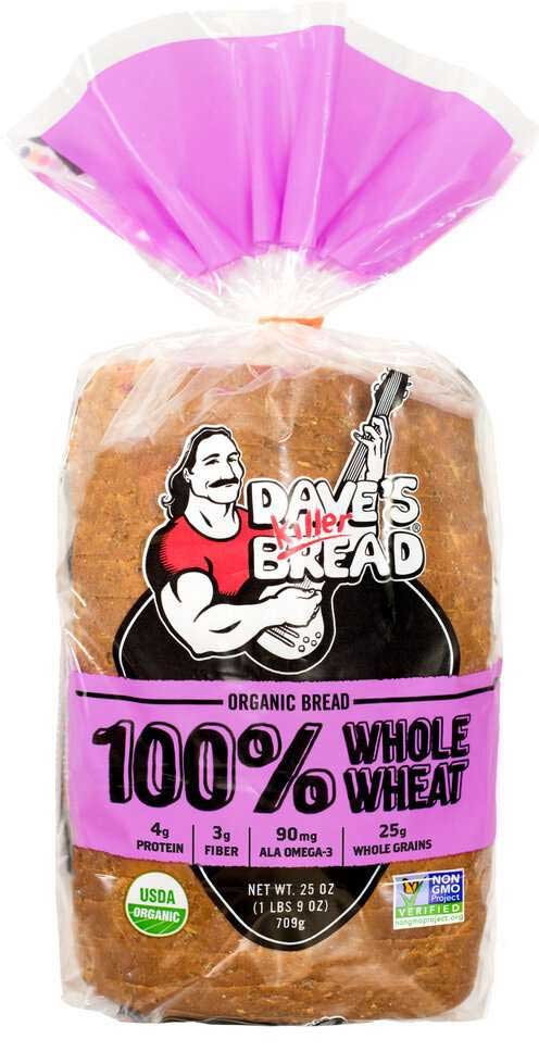 Dave's Killer Bread Organic 100 Percent Whole Wheat Bread, 25 Ounce -- 8 Per Case