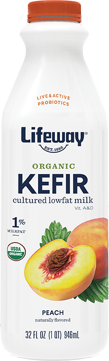 Lifeway Organic Probiotic Low Fat Peach Kefir, 32 Ounce -- 6 per case.