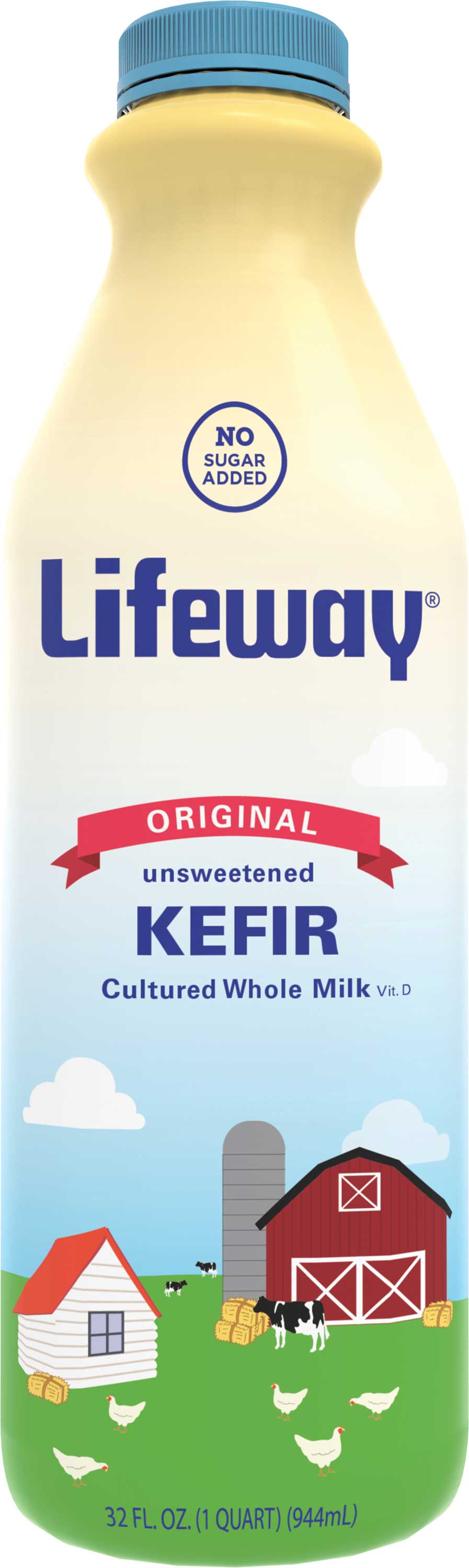 Lifeway Probiotic Original Cultured Plain Unsweetened Milk Kefir, 32 Ounce -- 6 Per Case