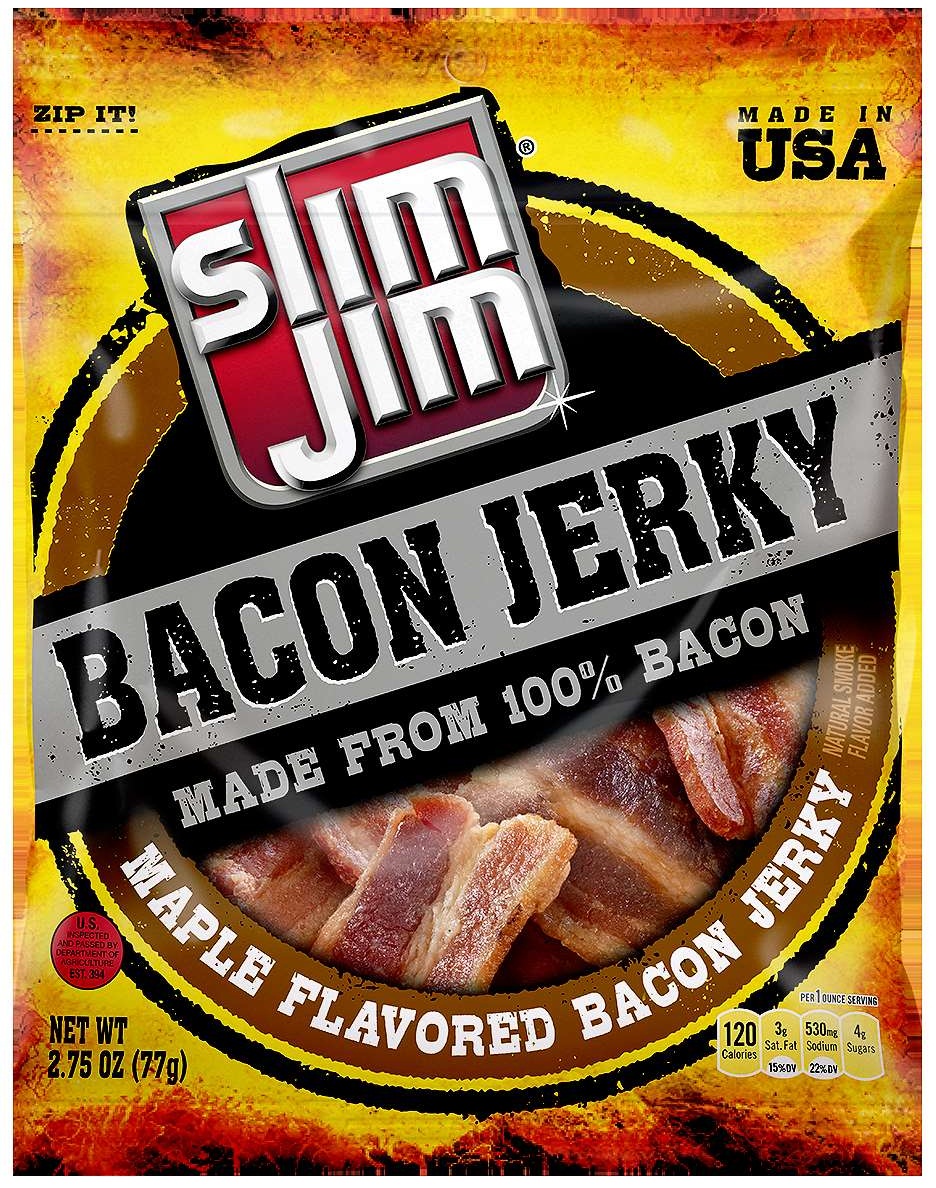 Slim Jim Maple Bacon Jerky, 2.75 Ounce -- 8 per case