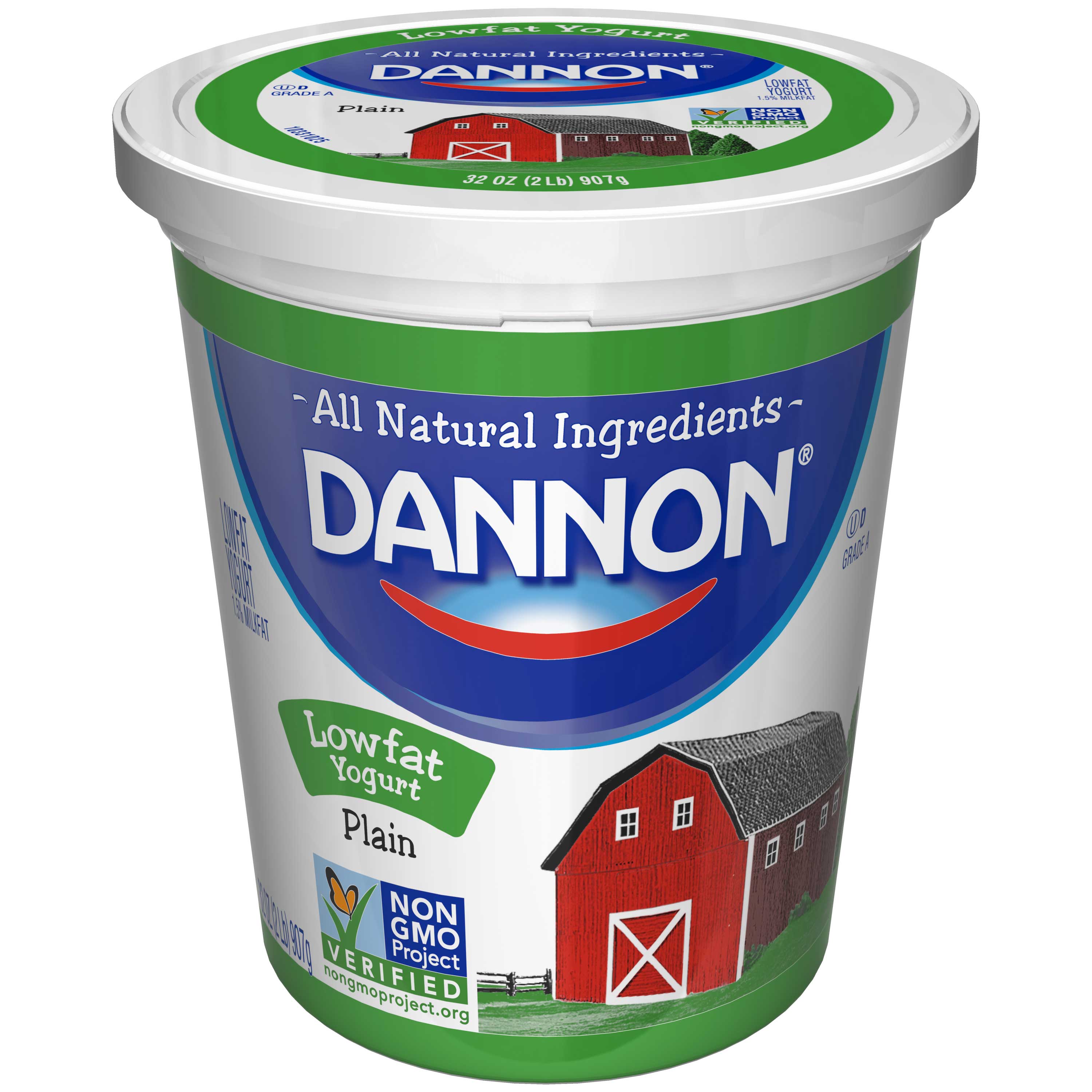Dannon All Natural Quart Plain Lowfat Yogurt, 32 Ounce -- 6 Per Case
