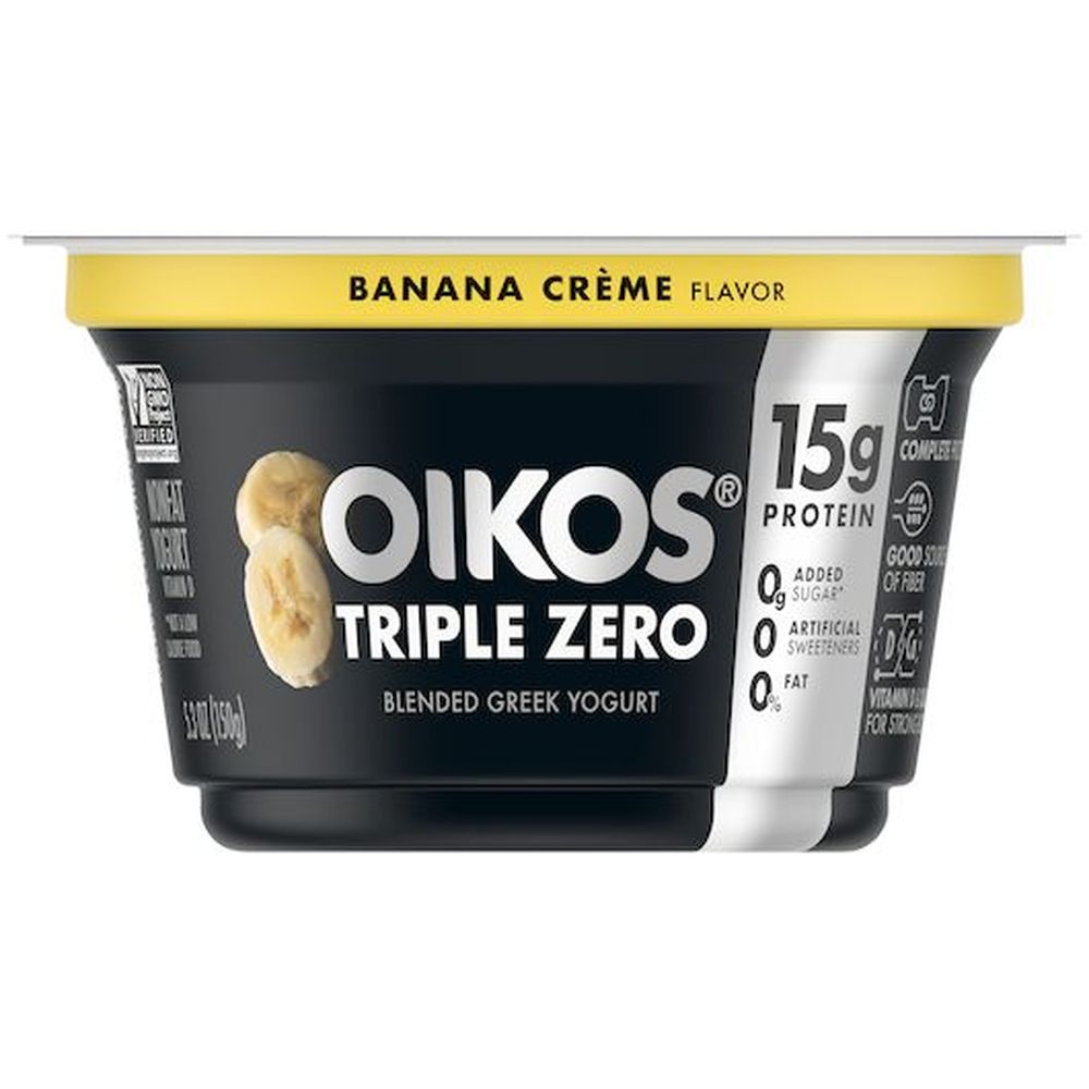 Oikos Triple Zero Nonfat Banana Creme Blended Greek Yogurt, 5.3