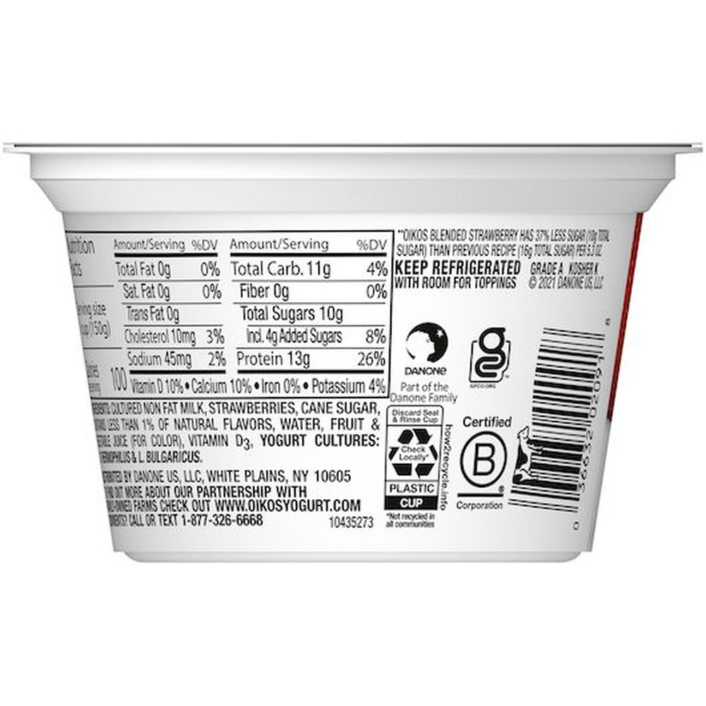Oikos Core Strawberry Greek Yogurt, 5.3 Ounce Cup -- 12 Per Case