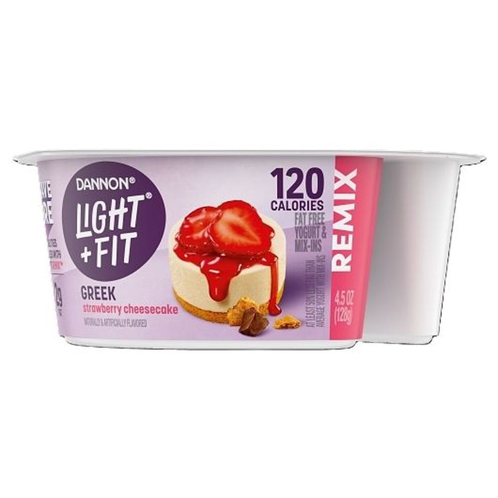Light and Fit Strawberry Cheesecake Greek Fat Free Yogurt and Mix Ins, 4.5 Ounce -- 8 per case