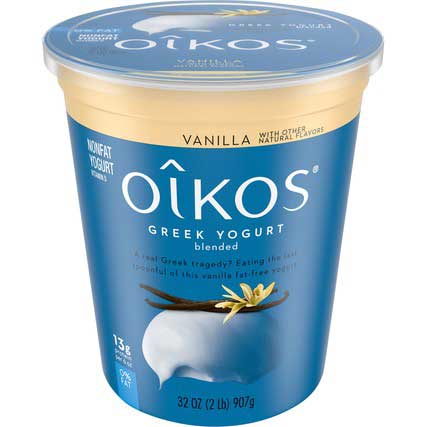 Oikos Vanilla Nonfat Greek Yogurt, 32 Ounce -- 6 Per Case