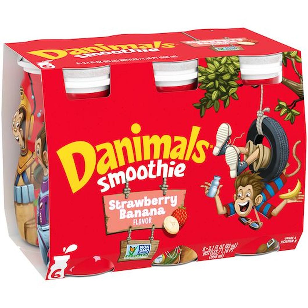 Danimals Swinging Strawberry Banana Smoothie, 18.6 Fluid Ounce -- 8 Per Case