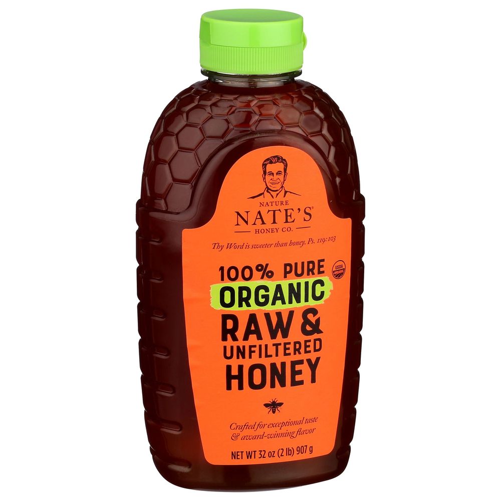 Nature Nates Organic 100 Percent Pure Raw And Unfiltered Honey, 32 Ounce -- 6 Per Case