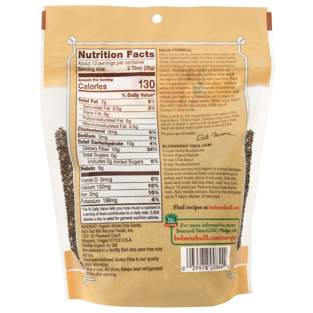 Bob's Red Mill Organic Chia Seeds, 12 Ounce -- 5 Per Case
