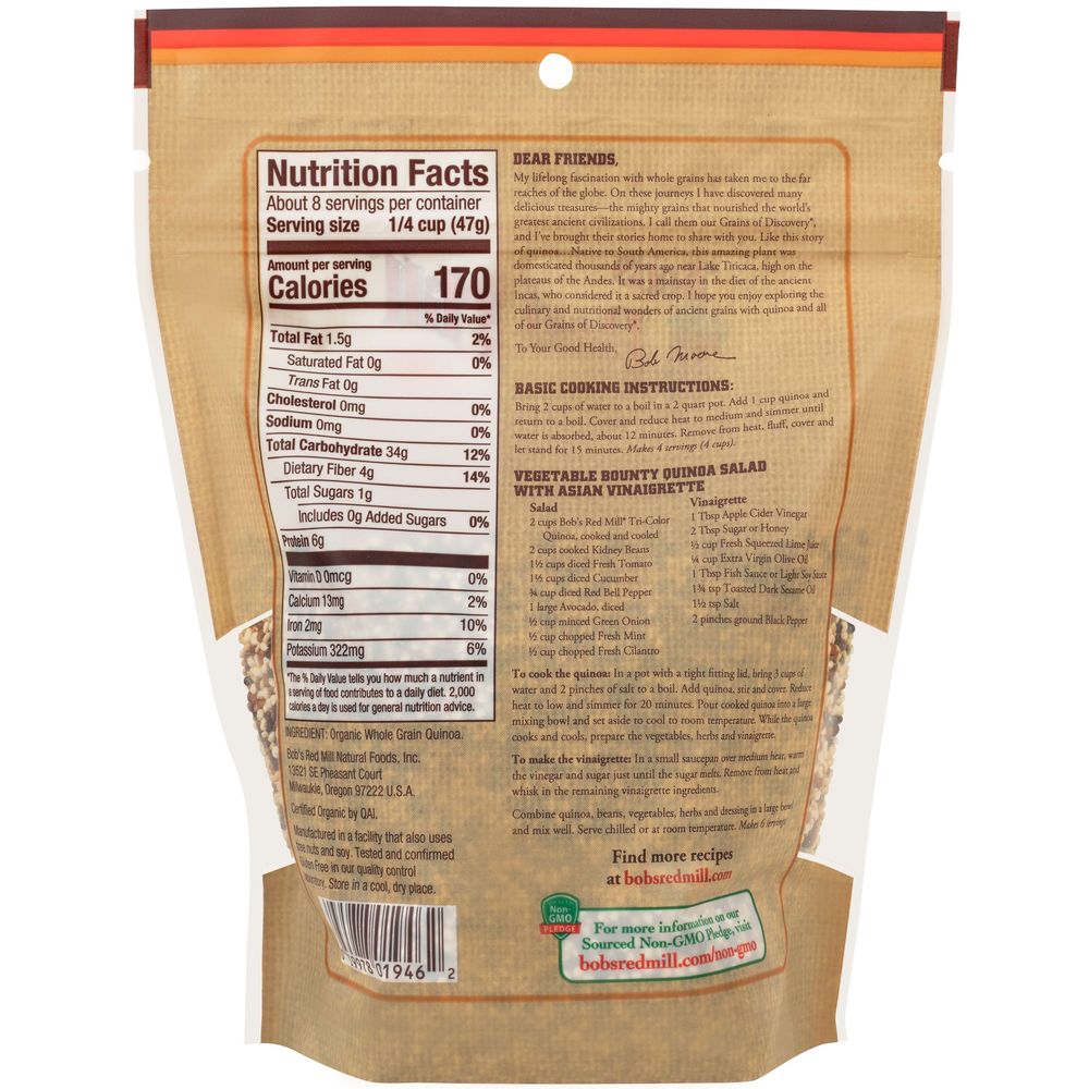 Bob's Red Mill Organic Tri Color Quinoa, 13 Ounce -- 5 Per Case