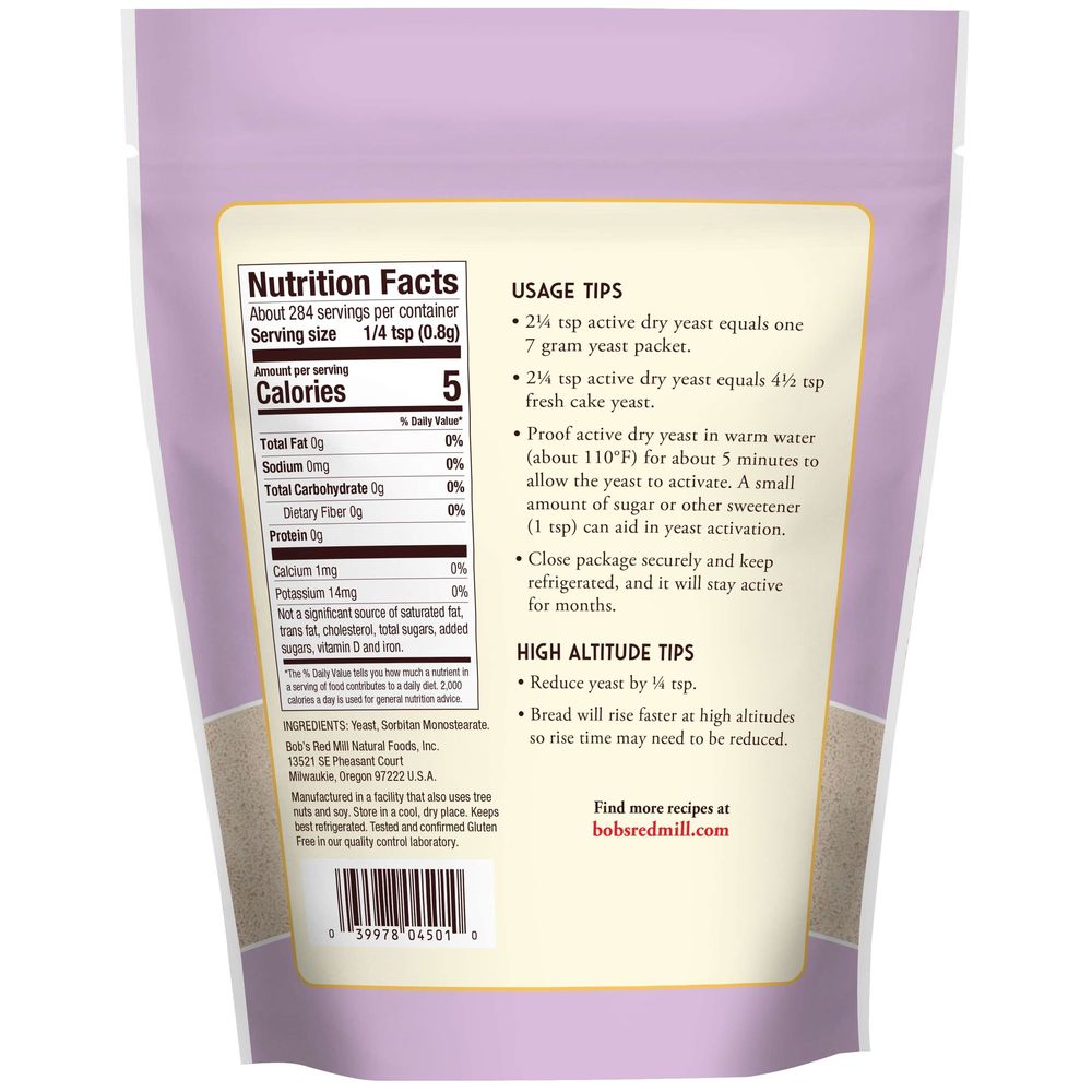 Bob's Red Mill Active Dry Yeast, 8 Ounce -- 5 Per Case