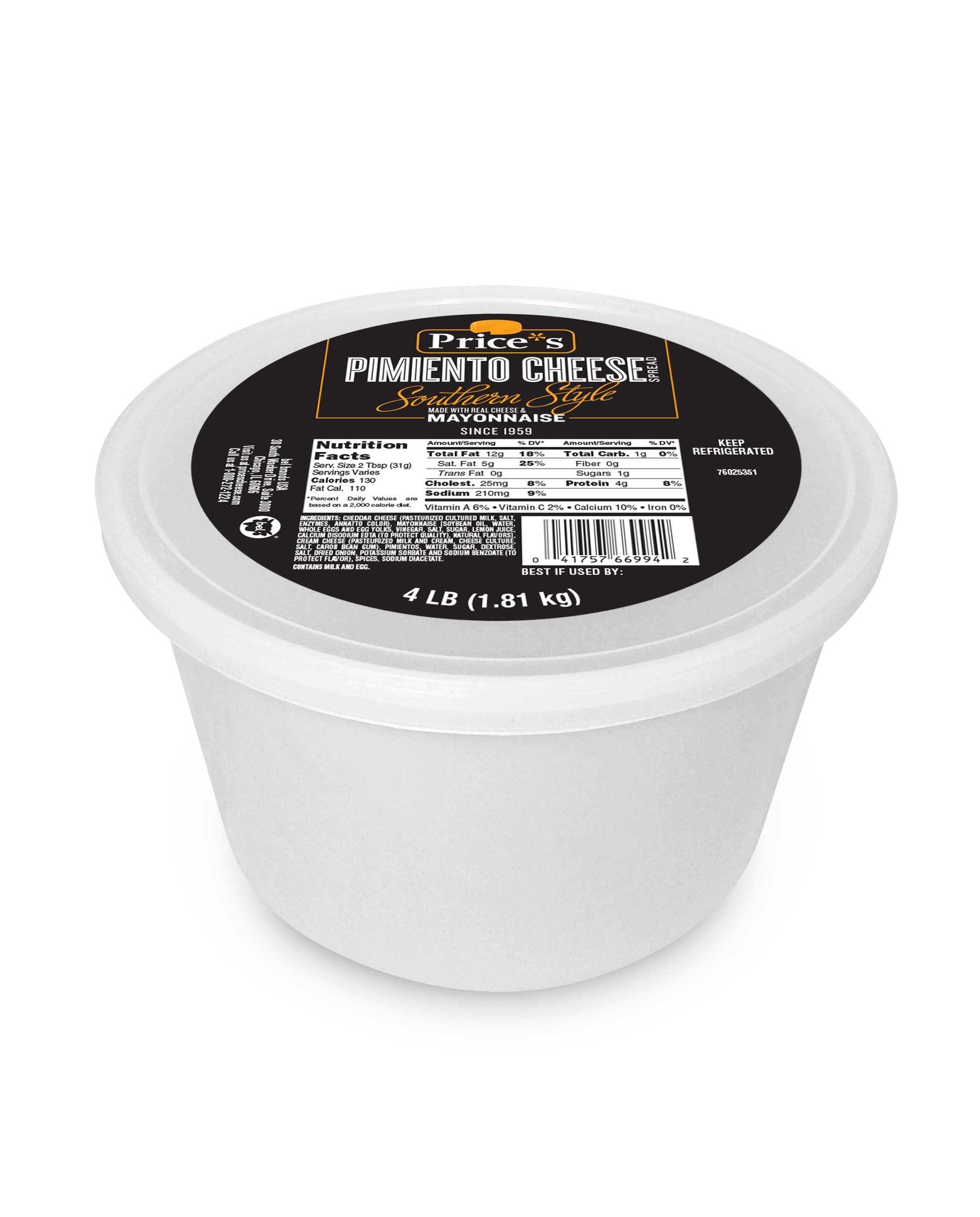 Prices Southern Style Pimento Cheese Spread Case | FoodServiceDirect