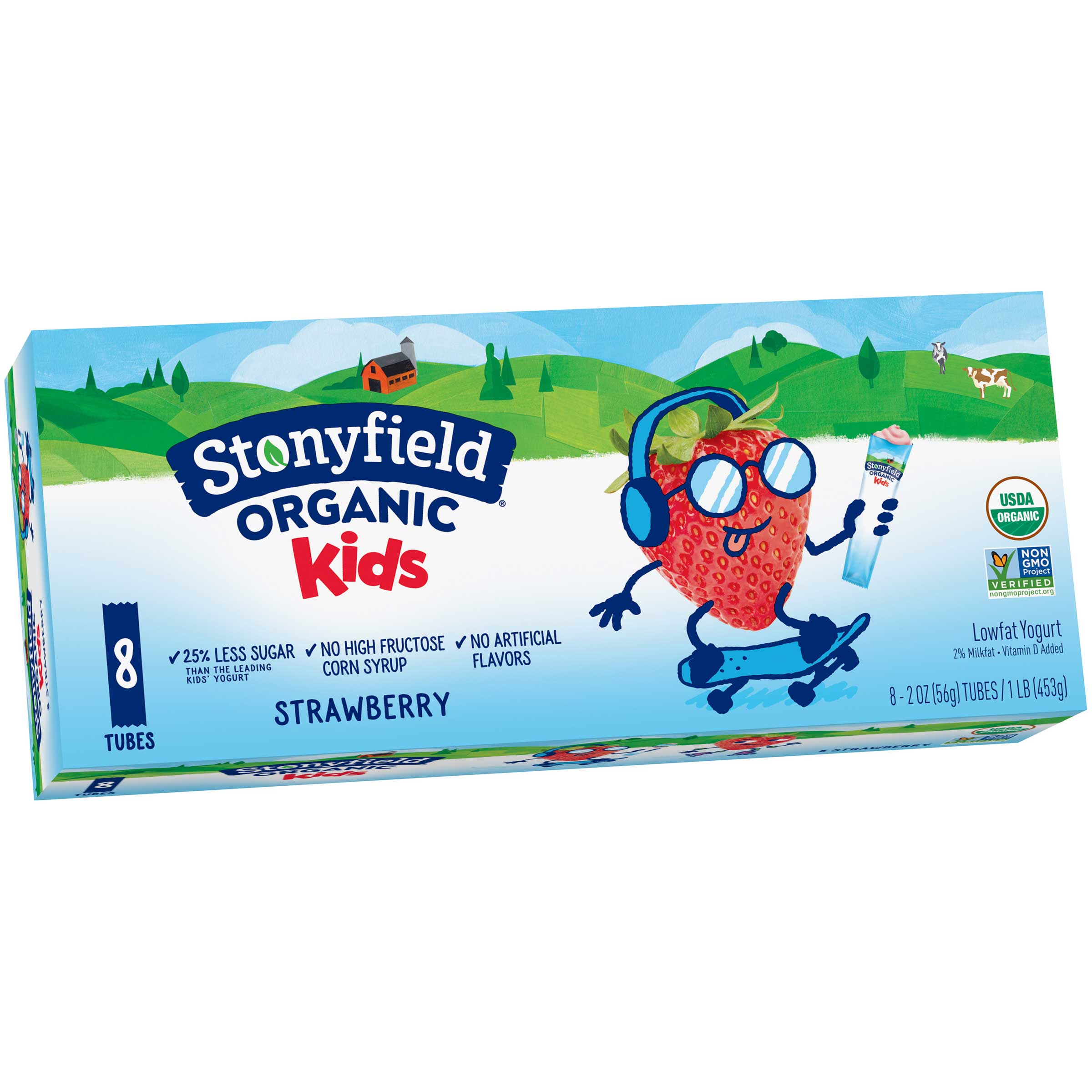 Stonyfield Farm Yokids Organic Squeezers Strawberry Lowfat Yogurt, 16 Ounce -- 8 Per Case