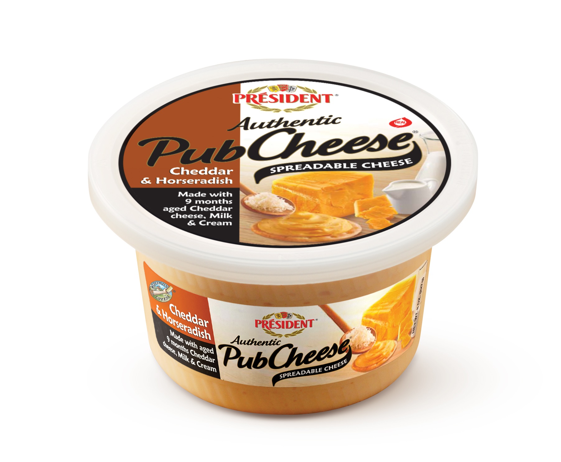 President Cheddar And Horseradish Soft Spreadable Pub Cheese, 8 Ounce -- 6 Per Case