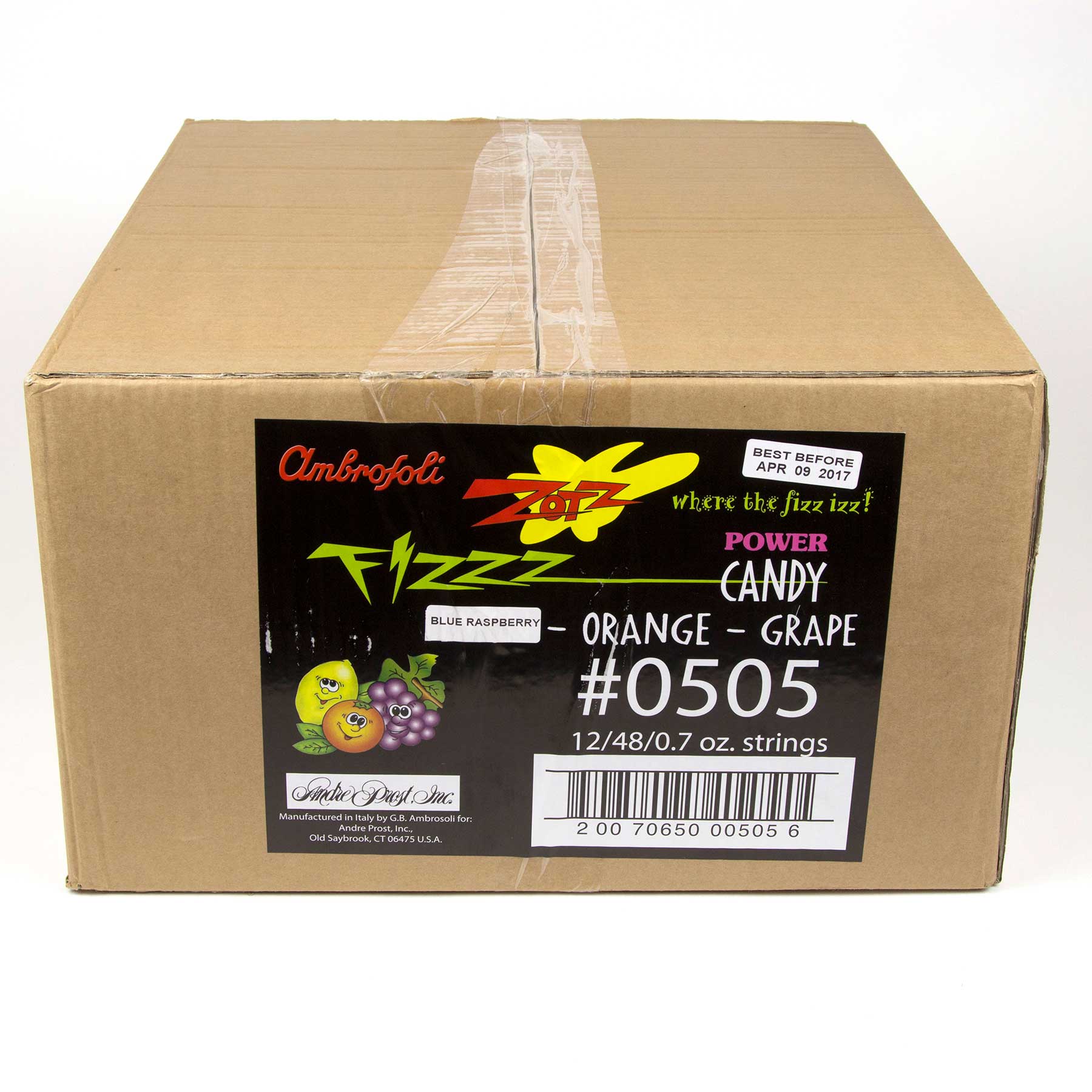 Zotz Blue Raspberry Orange Grape Fizz Power Candy, 0.7 Ounce, 48 Count -- 12 Per Case