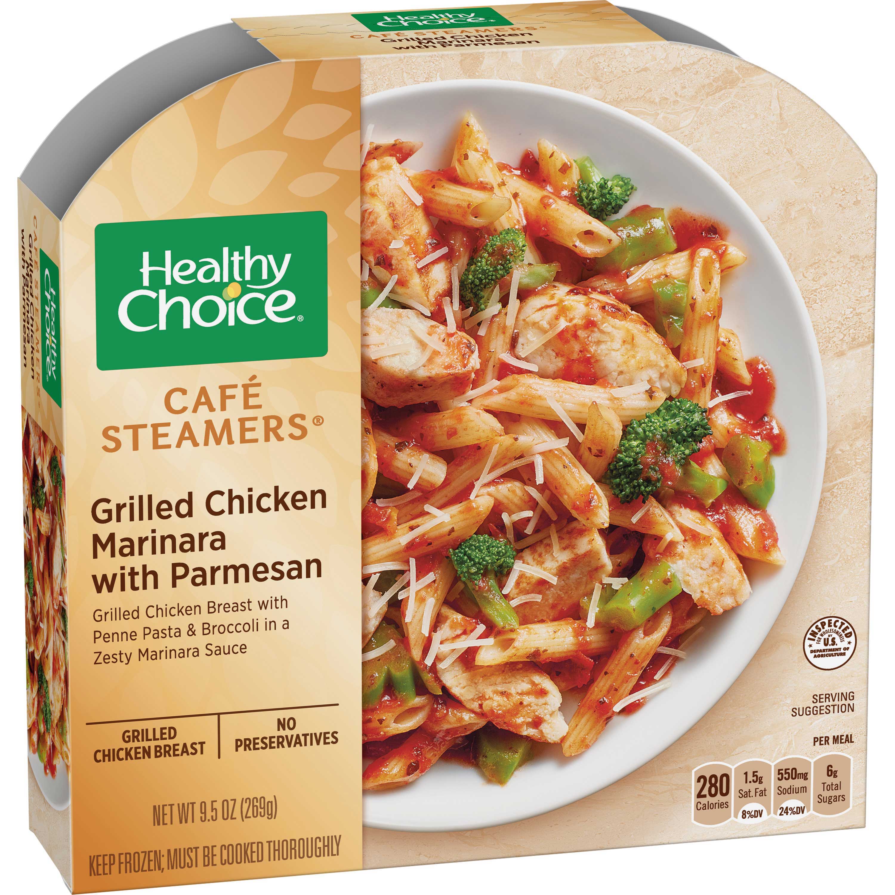 Healthy Choice Cafe Steamers Grilled Chicken Marinara with Parmesan, 9.5 Ounce -- 8 per case.