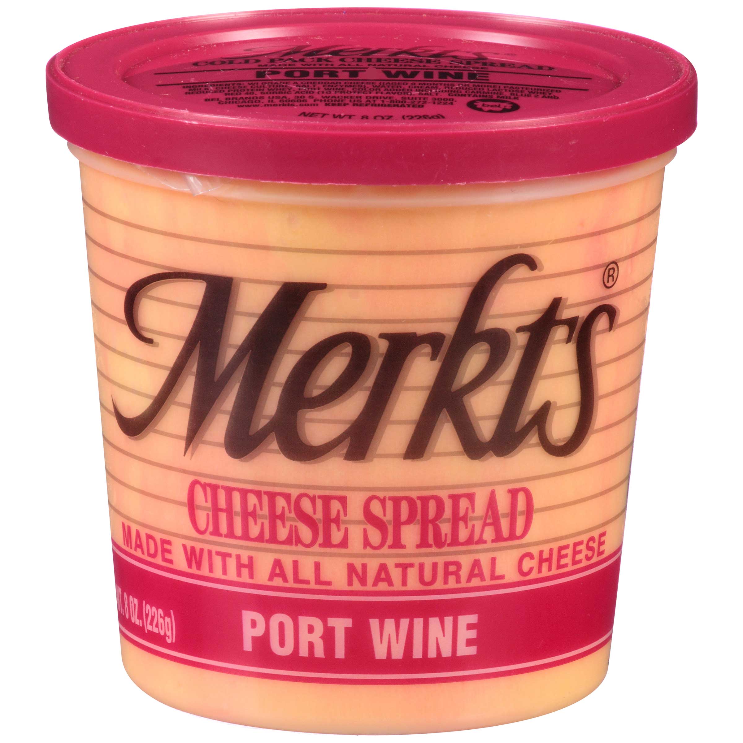 Merkts Port Wine Cheese Spread, 8 Ounce Cup -- 12 per case.
