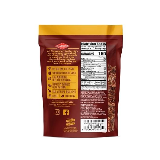 Diamond Pecan Pie Flavored Pecans, 3.5 Ounce -- 8 Per Case