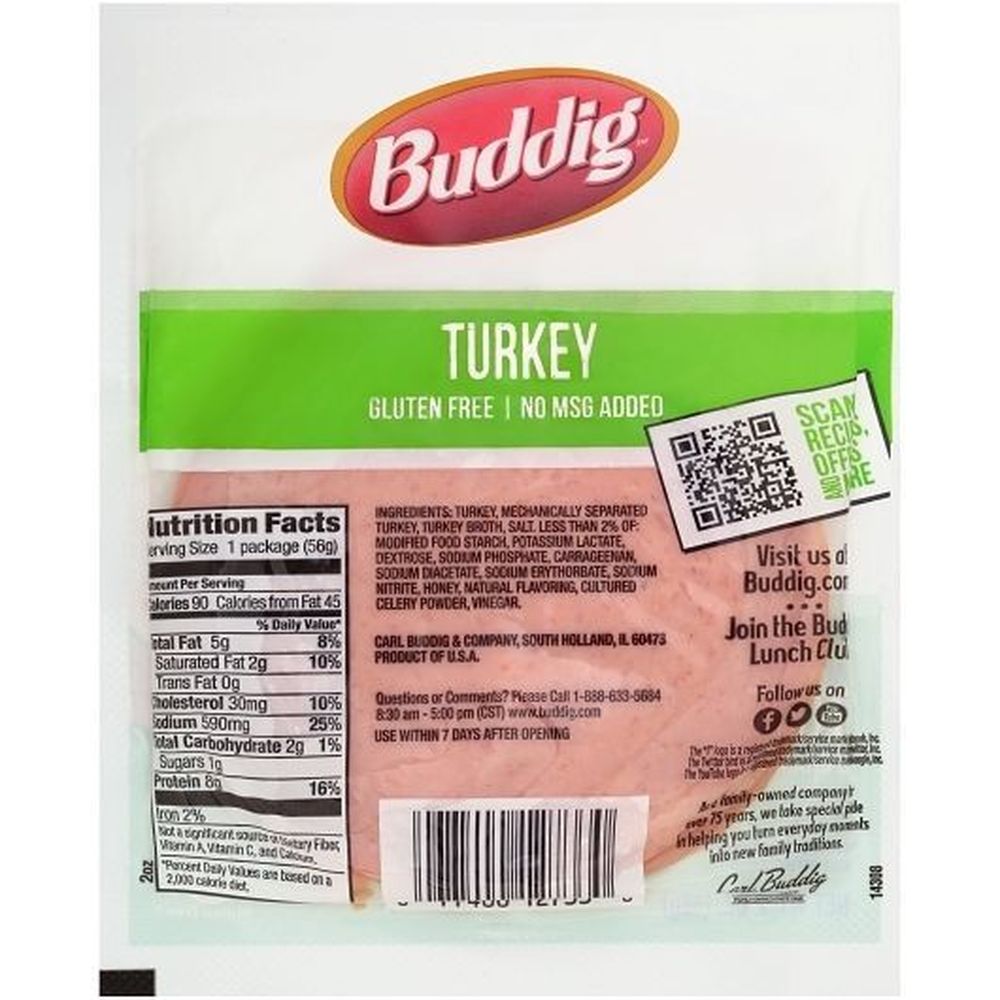 Carl Buddig Original Smoked Turkey, 2 Ounce -- 12 Per Case