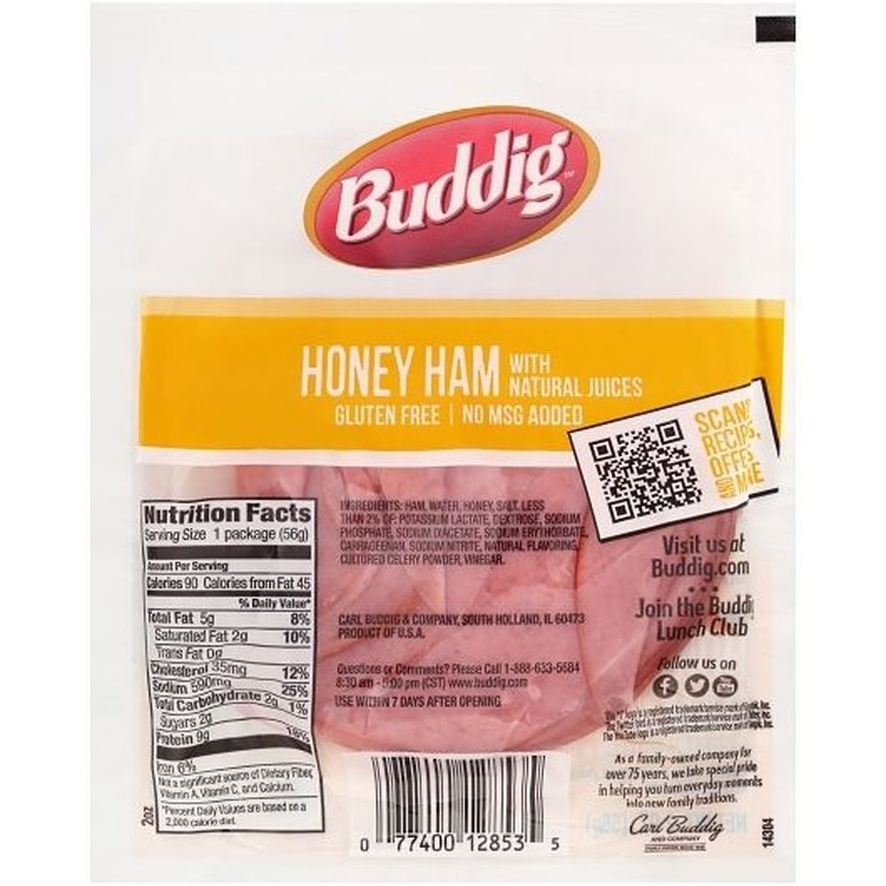 Carl Buddig Original Honey Ham With Natural Juices, 2 Ounce -- 12 Per Case