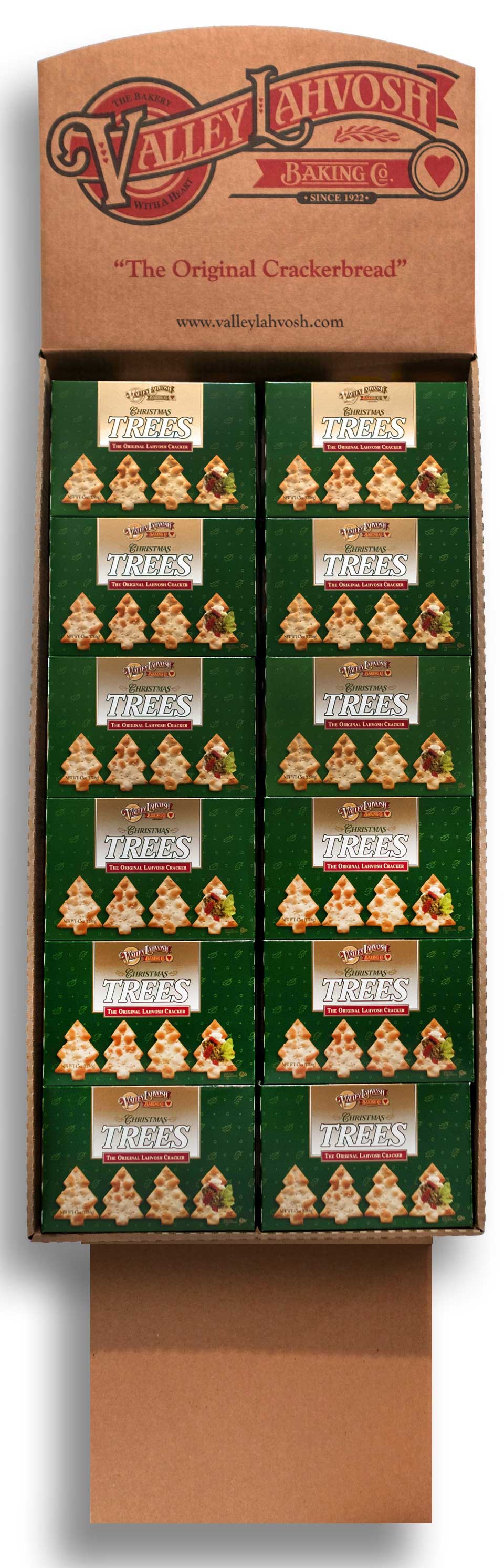 Valley Lahvosh Christmas Trees Crackerbread, Display Shipper, 4.5 Ounce -- 36 Per Case