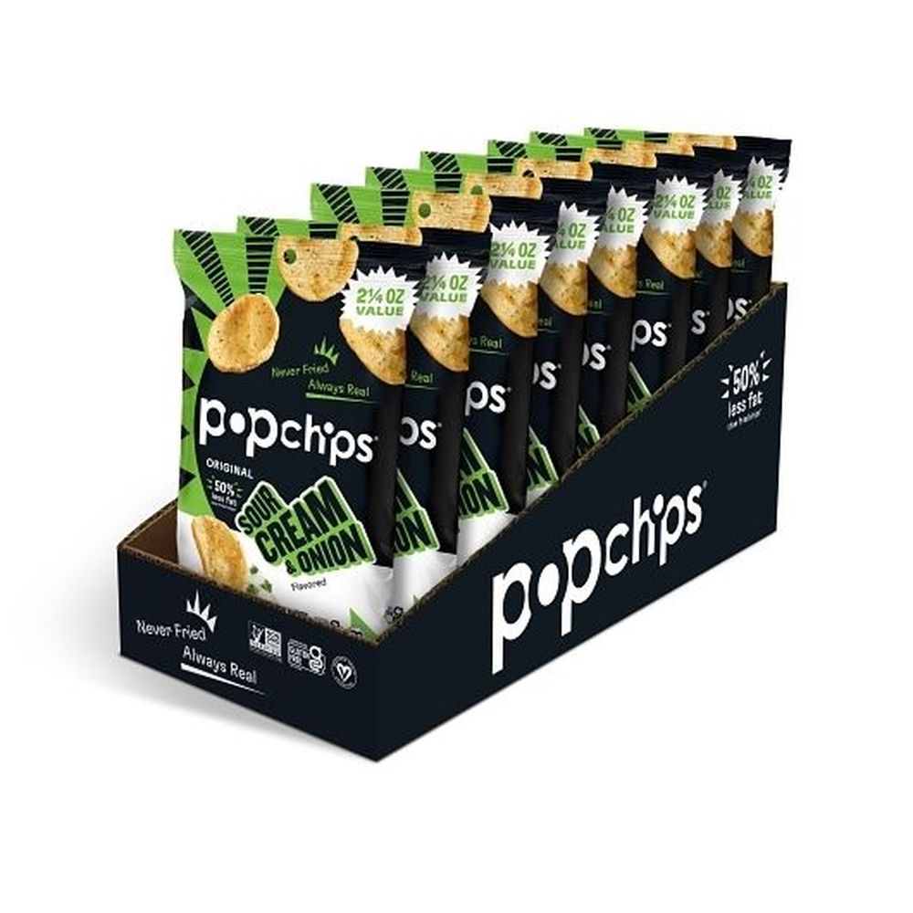 Popchips Sour Cream And Onion Potato Chips, 2.25 Ounce -- 8 Per Case