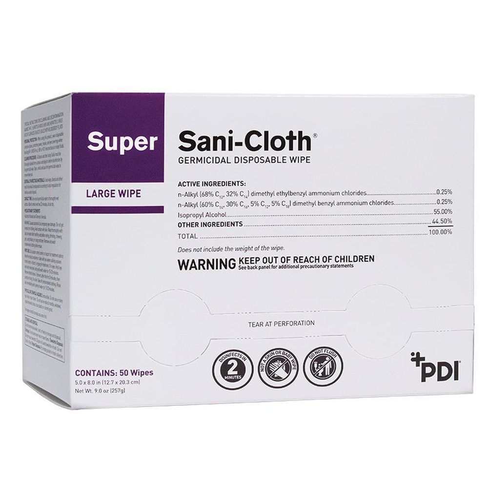 Pdi Super Sani Cloth 55 Percent Alcohol Disposable Wipes, 5 X 8 Inch -- 500 Per Case
