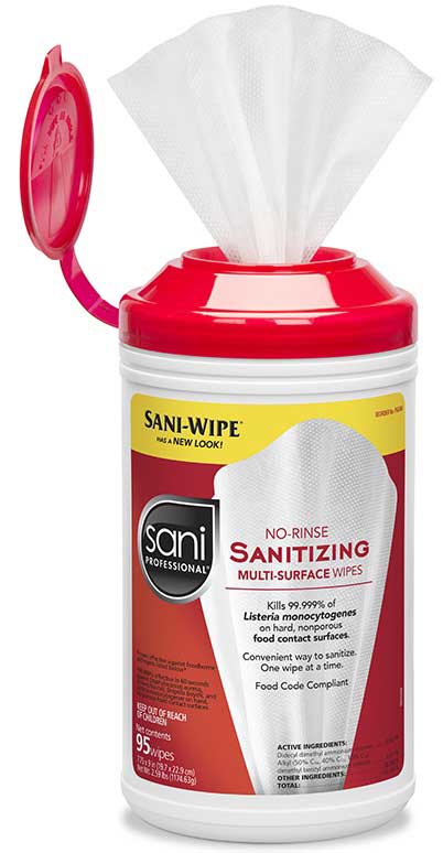 Sani Professional No Rinse Sanitizing Multi Surface Wipes, 95 Count -- 6 Per Case