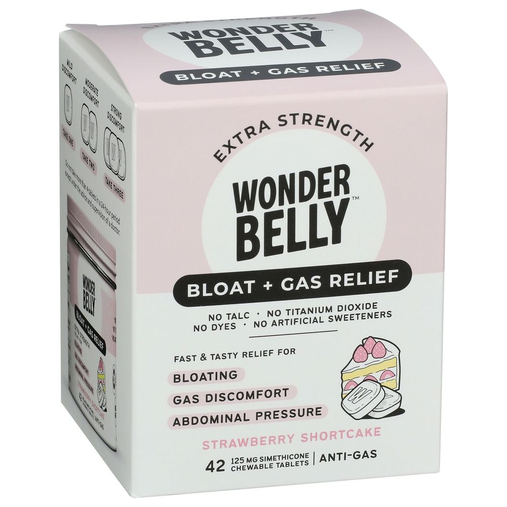 Wonder Belly Strawberry Shortcake Bloat Plus Gas Relief Tablet, 42 Count