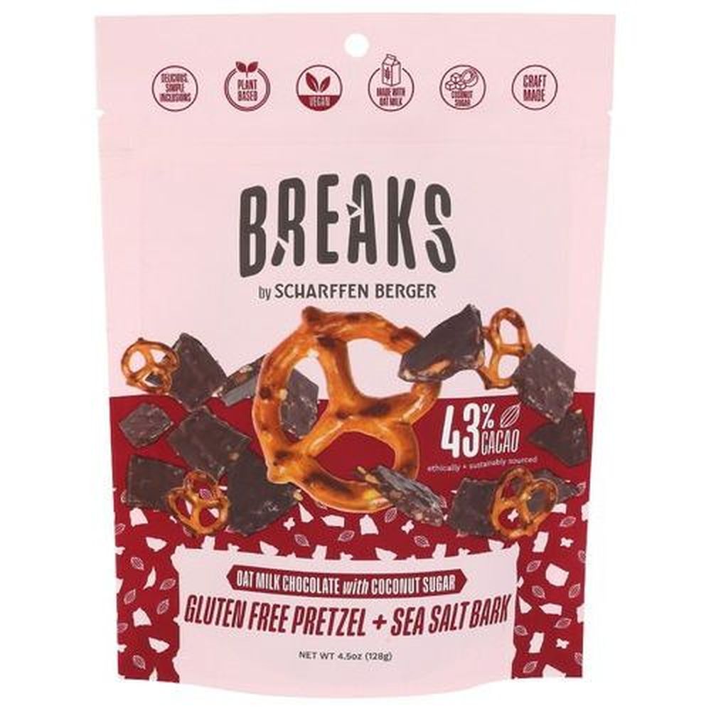Scharffen Berger Breaks Oat Milk Chocolate With Coconut Sugar Plus Gluten Free Pretzel And Sea Salt Bark, 4.5 Ounce -- 8 Per Case