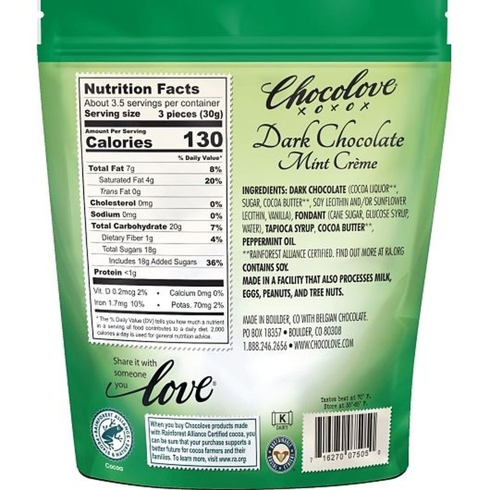 Chocolove Dark Chocolate Mint Creme Bites, 3.5 Ounce -- 8 Per Case