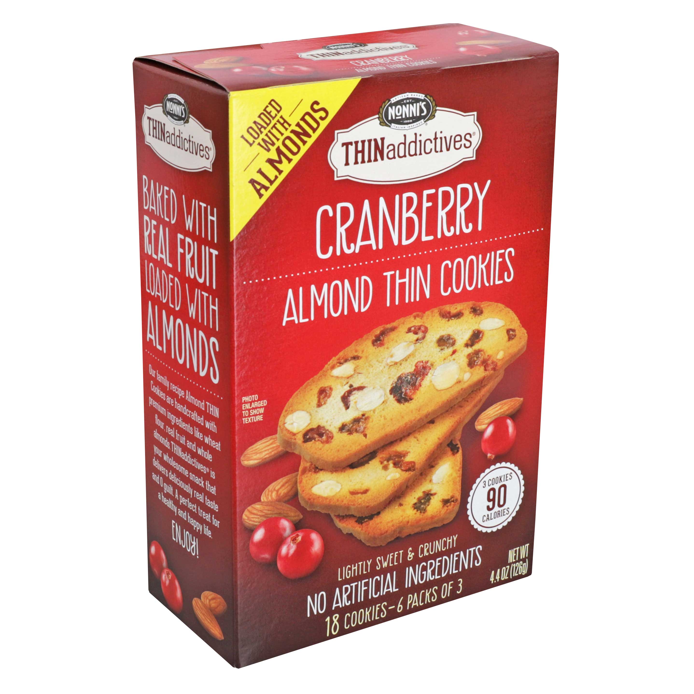 Thinaddictives Cranberry Almond Thins, 4.4 Ounce -- 6 Per Case