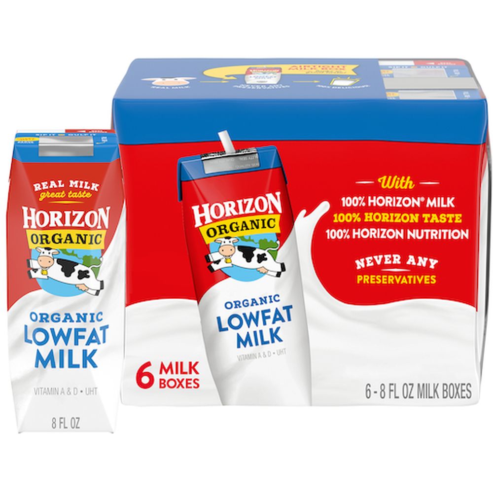 Horizon Organic Plain Milk, Aseptic Pack, 8 Fluid Ounce -- 18 Per Case
