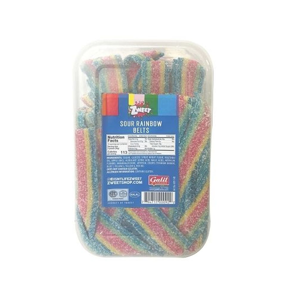 Zweet Rainbow Sour Belts, 10 Ounce - 24 Per Case