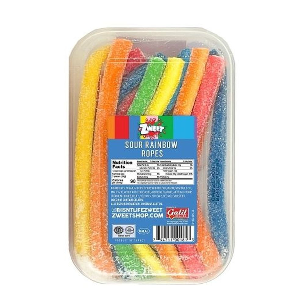 Zweet Rainbow Sour Ropes Candy, 10 Ounce -- 24 per case