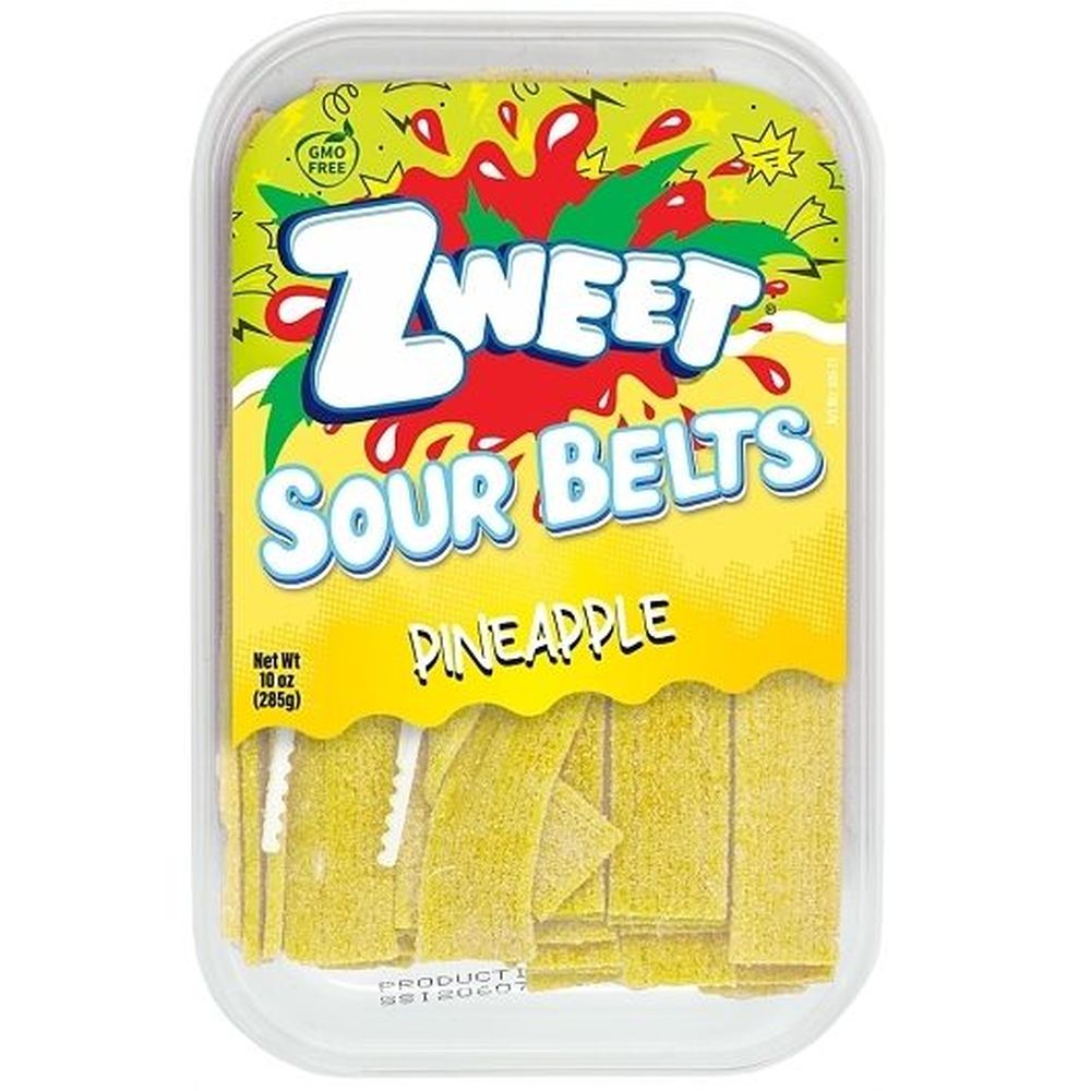 Zweet Pineapple Sour Belts, 10 Ounce -- 24 Per Case