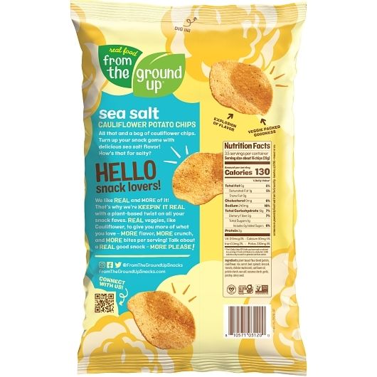 From The Ground Up Sea Salt Cauliflower Potato Chips, 3.5 Ounce -- 6 Per Case