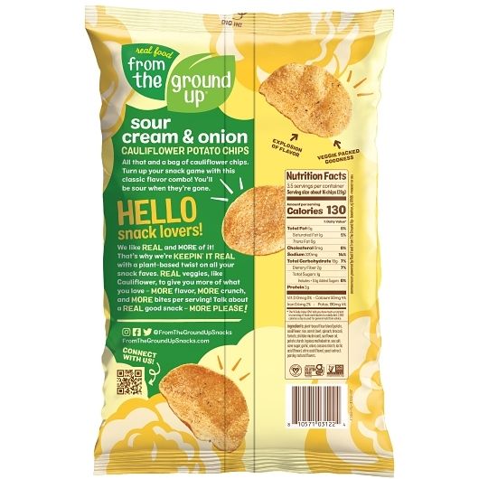 From The Ground Up Sour Cream And Onion Cauliflower Potato Chips, 3.5 Ounce -- 6 Per Case