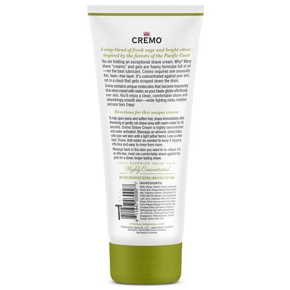 Cremo Sage And Citrus Shaving Cream, 6 Ounce -- 12 Per Case