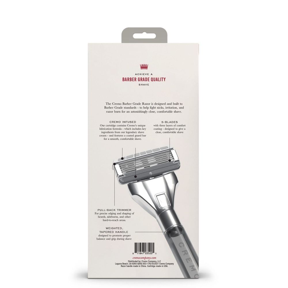Cremo Barber Grade Chrome Handle Razor Kit -- 12 Per Case