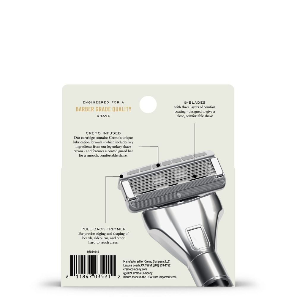 Cremo Barber Grade California Chrome Razor Refills, 4 Count -- 72 Per Case