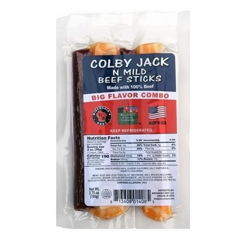 Wisconsins Best Colby Jack Cheese And Beef Stick, 3.75 Ounce -- 48 Per Case