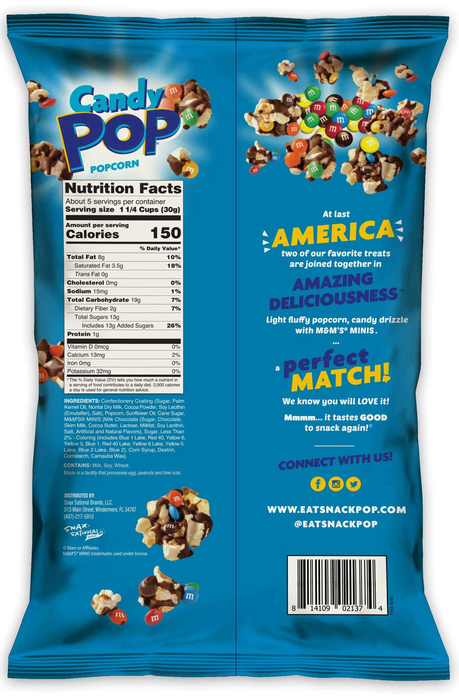 Candy Pop M&m's Minis Candy Popcorn, 5.25 Ounce -- 12 Per Case