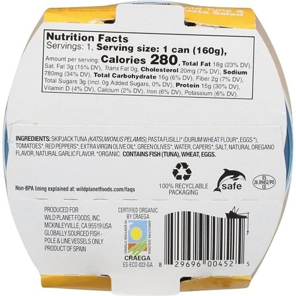 Wild Planet Tuna And Pasta Salad, 5.6 Ounce -- 9 Per Case